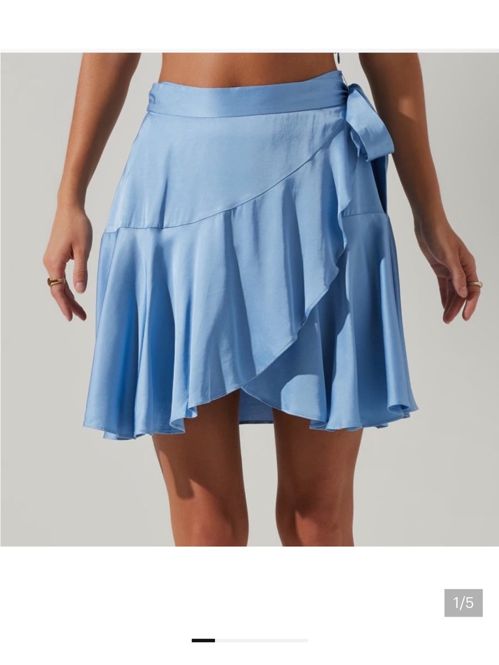Astr Powder Blue Wrap Ruffle Mini Skirt